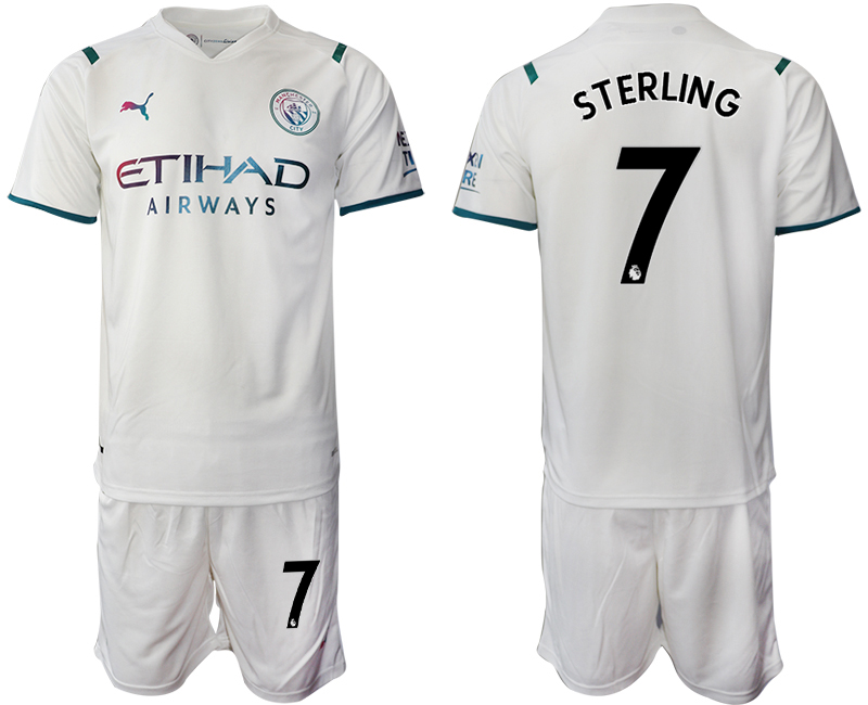 Men 2021-2022 Club Manchester City away White #7 Soccer Jersey